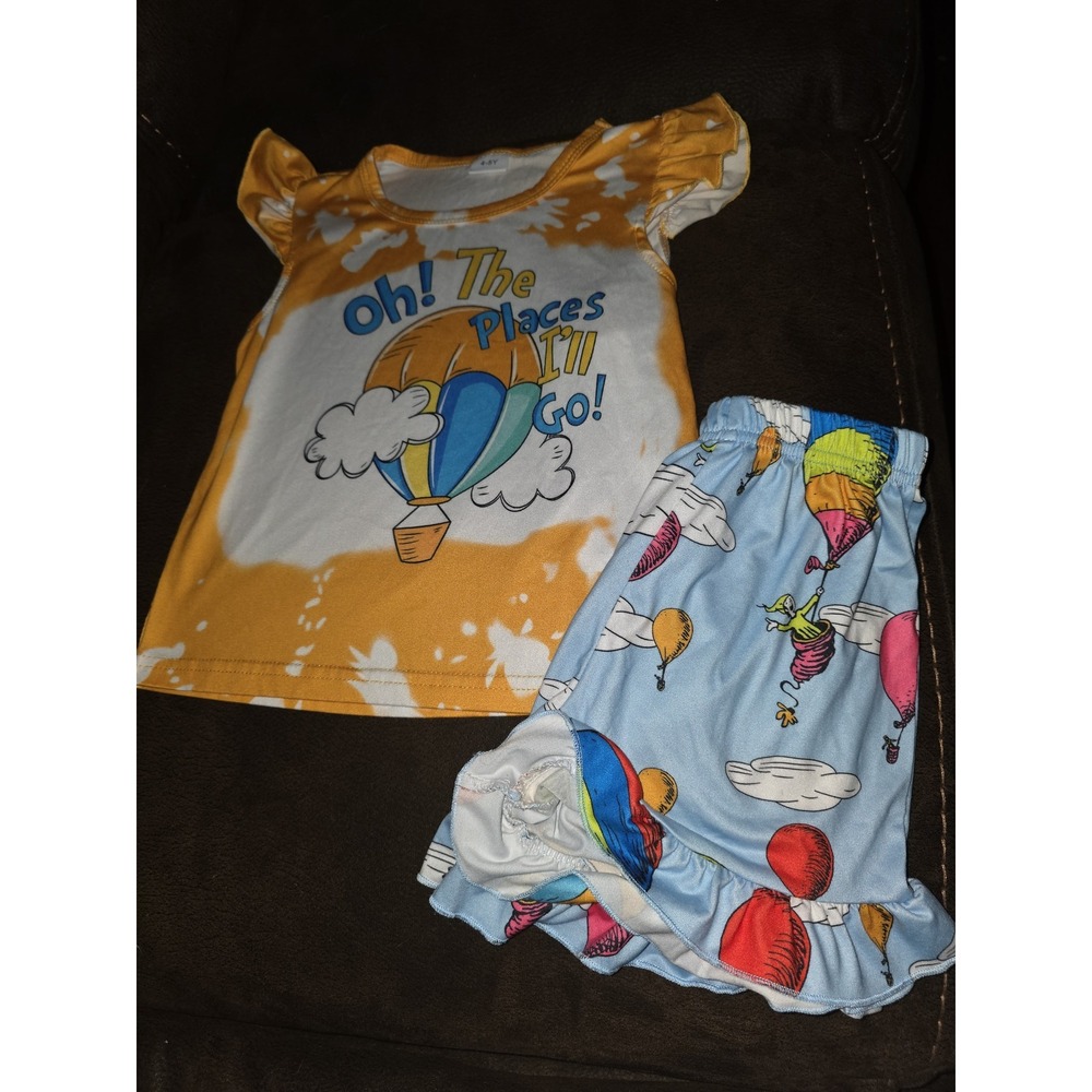 Boutique dress suess oh the places I'll go outfit top and shorts size 4 5